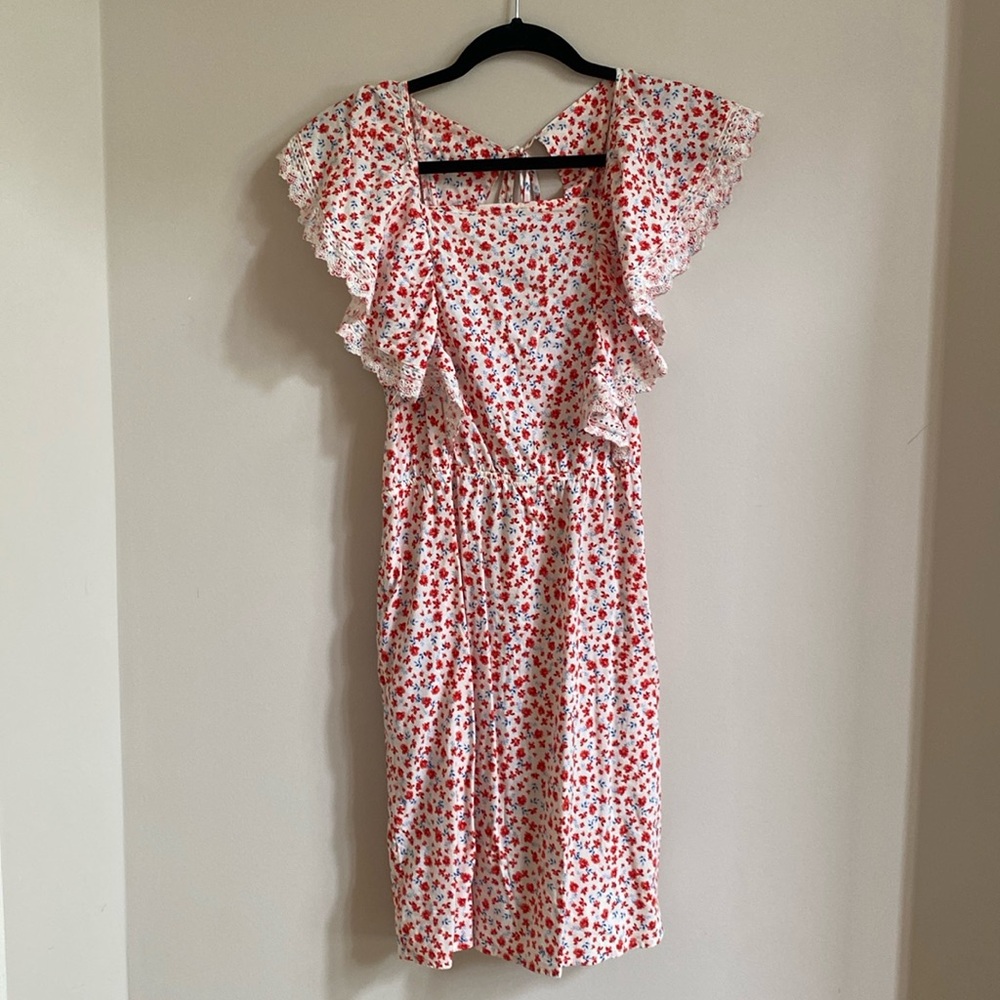 Red Floral ruffle dress
